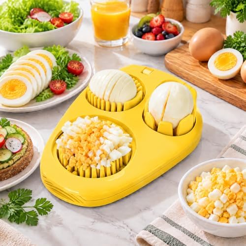 3-in-1 Egg Slicer with 3 Slice Modes, Dishwasher Safe,yellow - Image 6