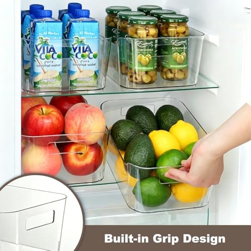 12 Pack Pantry Storage Bins for Kitchen Cabinet, Clear Plastic Organizer Bins for Bathroom, Pantry Organizer Containers for Home Edit, Drawer, Under Sink, Fridge