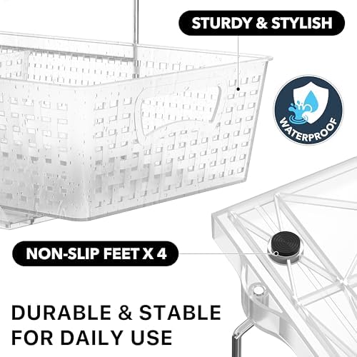 2 Tier Pull-Out Sliding Drawer Under Sink Storage, Clear