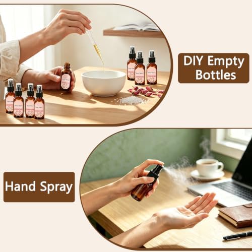 STARSIDE 1oz Amber Glass Spray Bottles 48-Pack with Fine Mist Sprayer - Image 6
