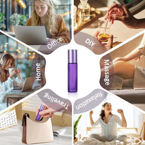 Kesell 10-Pack 10ml Glass Roller Bottles for Essential Oils, Purple - Image 6