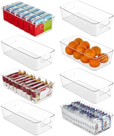 8pcs Clear Storage Bins with Handles