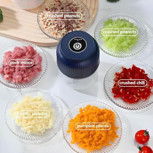 Electric Garlic Chopper, 2026 Upgrade Mini Portable Veggie Cutter, USB Charging Wireless Electric Food Chopper, One-Touch, 4 Sharp Stainless Steel Blades for Meat Fruits Vegetables (Blue) - Image 7