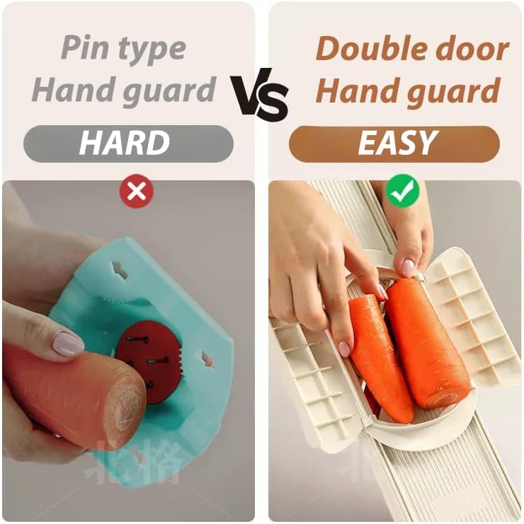 4-in-1 Vegetable Slicer & Grater - Dual-Guard Hand Protector with 4 Sharp Blade, Safe Mandoline for Potato, Carrot, Cucumber (Blue) - Image 5