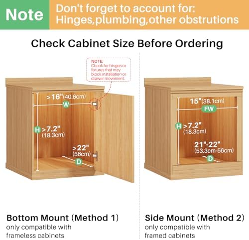 Pull Out Cabinet Organizer, Soft Close Slide Out Solid Wooden Drawers(15"W X 21"D x 6.2''H), Heavy Duty Full-extension Roll Out Shelves for Kitchen Cabinets,Pantry & Closet Organizers and Storage