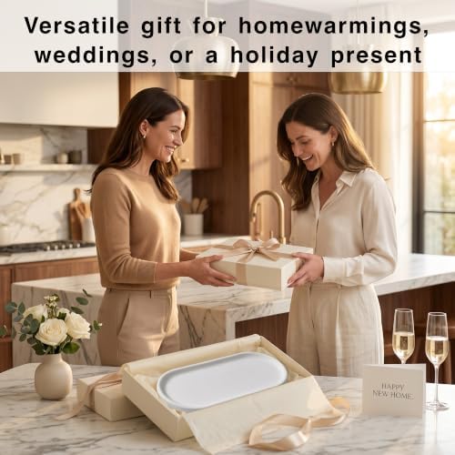 Diatomite Stone Sink Tray - Quick Drying Stone Sink Caddy for Kitchen & Bathroom Countertop, Water Absorbing Tray for Sponge, Soap, Brush&Vanity Holder, Minimalist White
