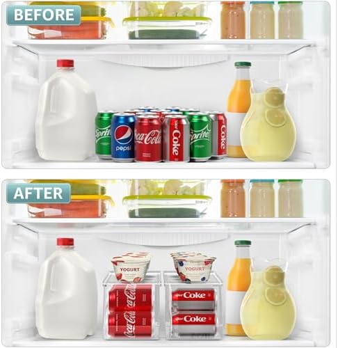 Soda Can Organizer for Fridge & Freezer, Stackable with Lid (2 Pack)
