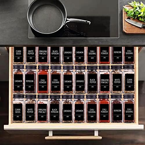 36 Pack Glass Spice Jars with Labels, 4oz Spice Containers
