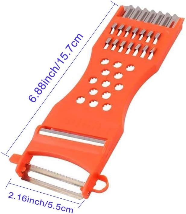 Vegetable Peeler,Saim Metal Scraper Fruit Grater Slicer Vegetable Peeler 7 in 1 Multifunction Kitchen Cutter Tool Orange 2 Pcs