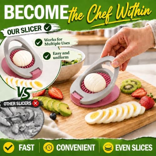 NOVANO Egg Slicer & Egg Salad Maker, Stainless Steel Wire Hard Boiled Egg Cutter,Kitchen Gadget Suitable for Eggs, Avocado, Strawberry and Kiwi Fruit - Image 5