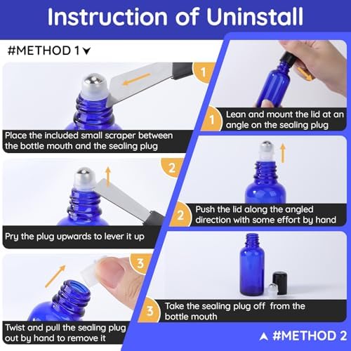 Segbeauty 1oz Glass Essential Oil Roller Bottles Rollerball Applicator, 5pcs 30ml Roll On Bottles, Refillable Anointing Oil Bottle, Blue Perfume Bottle Empty, Travel Size Containers for Oils Liquids - Image 4