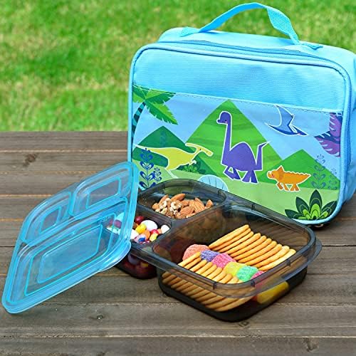 7 Sets Bento Lunch Box, Meal Prep Containers, Reusable 3 Compartment Plastic Divided Food Storage Container Boxes