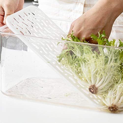 Refrigerator Food Storage Containers, Produce Saver Stackable Container with Lids & Removable Drain Tray, Freezer Bins Stay Fresh Lettuce Salad Container for Fridge