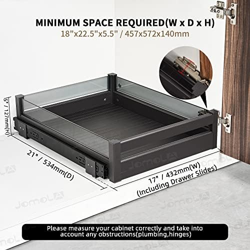 Pull Out Kitchen Cabinet Drawer Roll Out Pantry Shelves Heavy Duty Sliding Tray for Cabinet Full Extension Kitchen Cupboard Slide Out Shelves Organizer with Dividers 17 Inch Wide × 21 Inch Deep