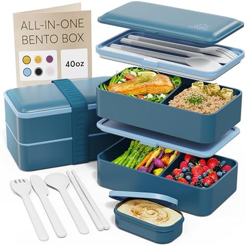 Bento Box Adult, Leakproof, All-in-1 Lunch Containers for Adults