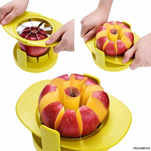 Apple/Tomato/Mango Cutters - Set of 3 - Sturdy Base keeps Fruit/Vegetable in Place - Also keeps Cutters Organized - Razor Sharp Stainless Steel Saw Blades - Quick - Easy