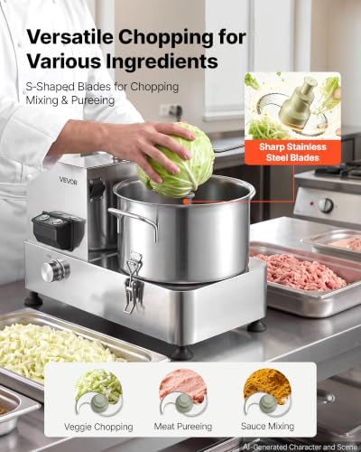 Food Processor 6.3 qt 6 L Commercial Electric Vegetable Chopper 1800W