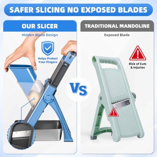 Stainless Steel Vegetable Chopper with Safety Mandoline Slicer & Container - Image 5