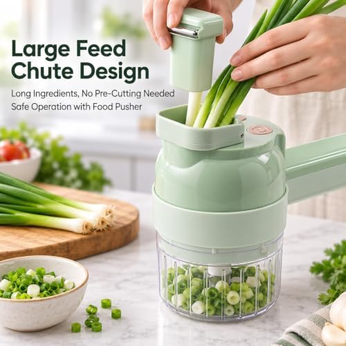 5-in-1 Wireless Electric Vegetable Chopper, Multi-Function Food Processor (Green) - Image 6