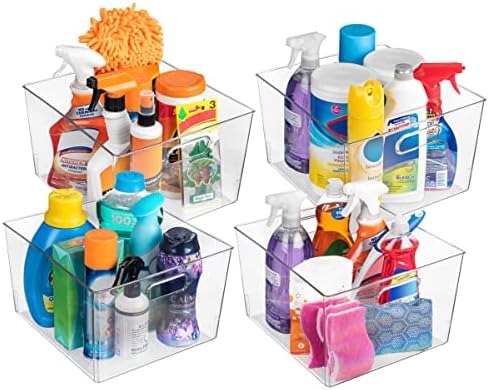 Clear Plastic Storage Bins for Kitchen, Fridge, Pantry, 2 Pack