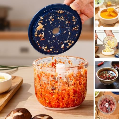 New Upgrade 350ML Glass Bowl Food Processor Small, Electric with Type C Charger Meat Grinder & Food Chopper Meat Grinder for Home Use, Mini Food Processor for Kitchen, Vegetable, Onion, Garlic, Salad - Image 7