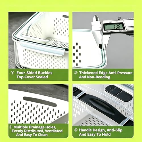 5 Pack Fruit Storage Containers for Fridge, Plastic Food Storage Container