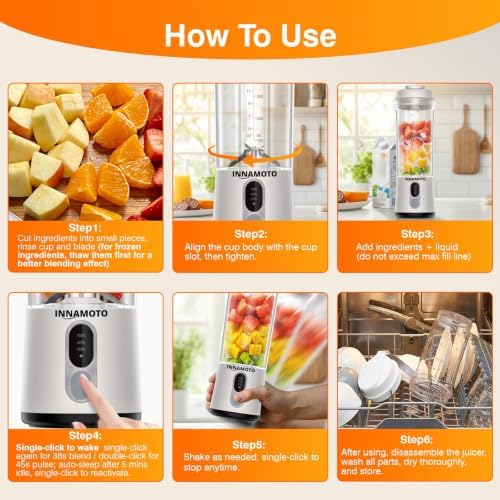 Personal Size Portable Blender Make Smoothies - 20oz Powerful Mini Blender - Image 6