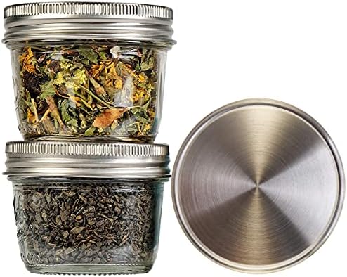 316 Surgical Stainless Steel Mason Jar Lids WIDE Mouth - Rust-proof, Airtight, Leak-proof, BPA-Free, PVC-free, Vegan, Reusable - Not for Canning