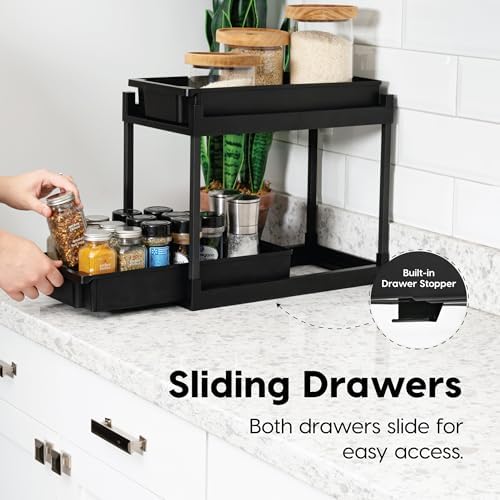 Under Sink Organizer, 2 Pack, Pull Out Storage Drawers