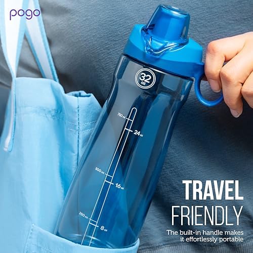 Pogo BPA-Free Tritan Plastic Water Bottle with Chug Lid, 32 Oz, Pink. - Image 5