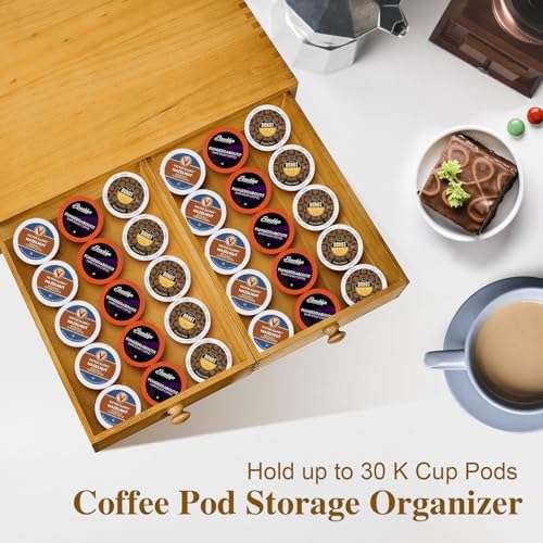 K Cup Storage Organizer, Wood Coffee Pod and Tea Bag Holder