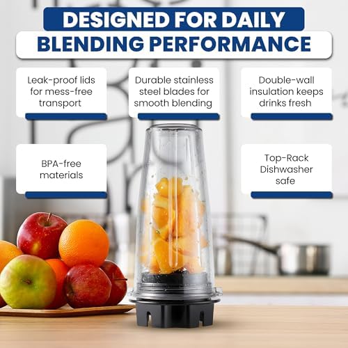 MRX Solutions Personal Cups Adapter fits Vitamix Classic Blenders 5200, 5300, 6300, 6500, 7500, 780 & More + Two BPA-Free 20-oz Insulated Leak-Proof Cups – Not Compatible With Self-Detect Models - Image 7