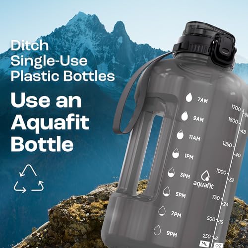 Half Gallon Water Bottle with Time Marker, 2in1 Lid