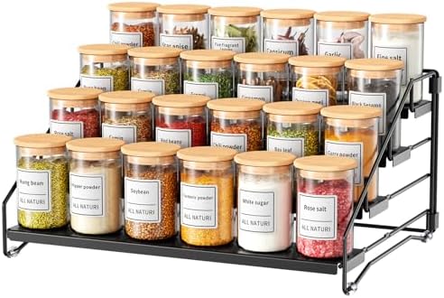 4 Tier Spice Rack Organizer for Cabinet, Depth Adjustable Spice Rack,1 Pack