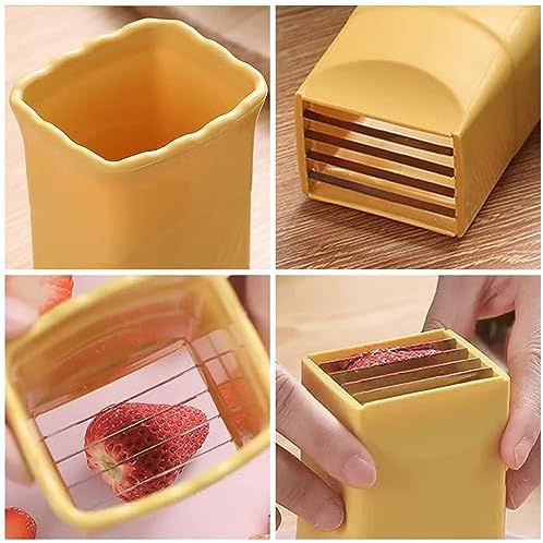 Cup Slicer - [NEW] Fruit Slicers Cup Egg Slicer, Stainless Steel Banana Strawberry Cutter, Quickly Making Soft Fruits, Vegetables Cutting Kitchen Gadget (Green+Blue) - Image 6