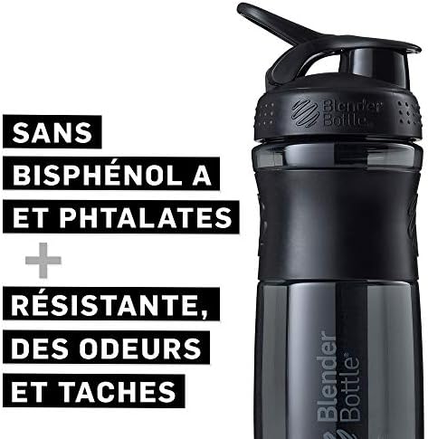 BlenderBottle SportMixer Tritan Grip Shaker Bottle, Transparent Black/Grey, 20-Ounce - Image 6