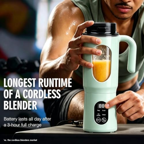 Portable Blender 580ML with LED Display and 12-Blade (green) - Image 5