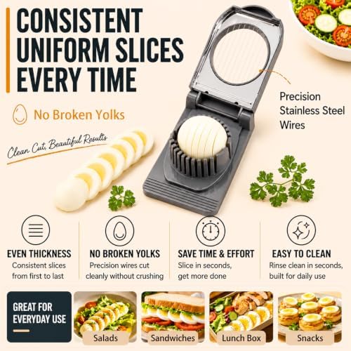 FANTEXY Egg Slicer for Hard Boiled Eggs, Stainless Steel Wires - Image 2