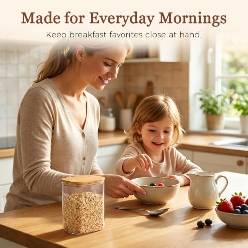 Glass Storage Containers with Lids 1.2 Qt, Set of 4 Food Storage Jar