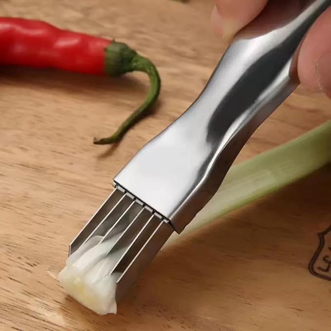 Green Onion Slicer, Multi-Blade Kitchen Herb Cutter, Professional Scallion Shredding Tool (1, Silver)