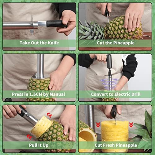 Newness Apple Slicer Corer, 16-Slice [Large Size], Pineapple Corer with Knife, [Upgraded, Electric & Manual]