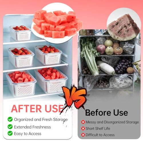 Watermelon Container with Strainer, Fruit Strainer Container with Lid 5 PCS