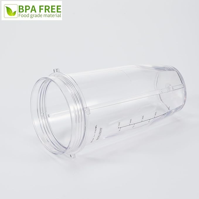 Replacement 24oz Blender Cup and New Lid with Handle for Nutri Ninja BN401 BN751 BN801 Foodi SS101 SS151 SS351 SS401 BL450 BL456 BL480 BL482 BL640 BL642 BL682 Ninja Blender Auto IQ Blade, 2-Pack