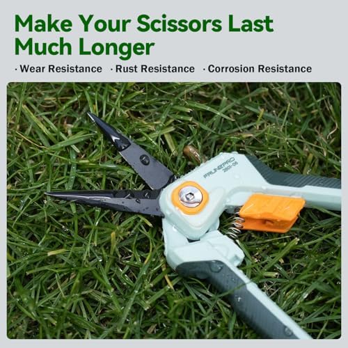 Garden Scissors Pruning Shears Sharp Stainless Steel Non-Stick Teflon Coating Blade for Precise Cuts Garden Snip Bonsai Clippers for Plants Rose Flower