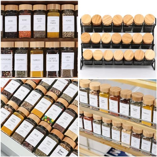 4oz Glass Spice Jars with Bamboo Lids, 36 Pack Square Seasoning Containers