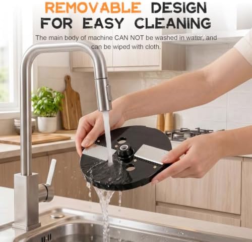 4-in-1 Electric Vegetable Chopper Commercial Food Processor, Heavy Duty Veggie Dicer Slicer Shredder Crinkle Cut with Dual Feed Chutes, 100W Motor Stainless Steel Blades for Potato Onion Carrot - Image 5