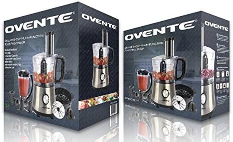 Ovente Electric Food Processor & Vegetable Chopper 8-Cup Capacity with Stainless Steel Slicer or Shredder, 2 Speed Control, Powerful 500 Watts Processor for Large Food Ingredients, Silver (PF6007S) - Image 4