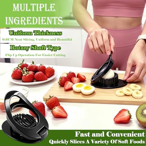 FANTEXY Egg Slicer for Hard Boiled Eggs And Soft Fruit, Black - Image 2
