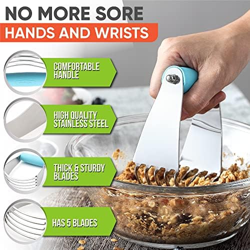 Spring Chef Medium Dough Blender Hand Tool, Durable Pastry Cutter, Aqua Sky - Image 3