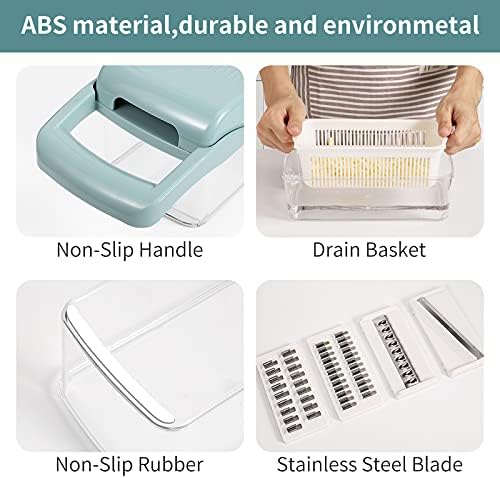 Ultra-Sharp 420-Grade Hardened Stainless Steel Onion Vegetable Chopper Dicer, 8 Interchangeable Blades, Includes Egg White Separator, Time Saver, 1 Year Warranty